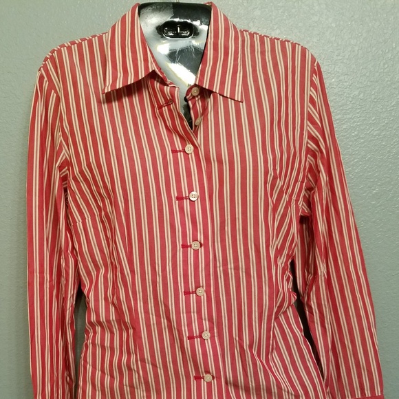 Tommy Hilfiger Sz 14 Button Up Red stripped Shirt - Picture 4 of 7